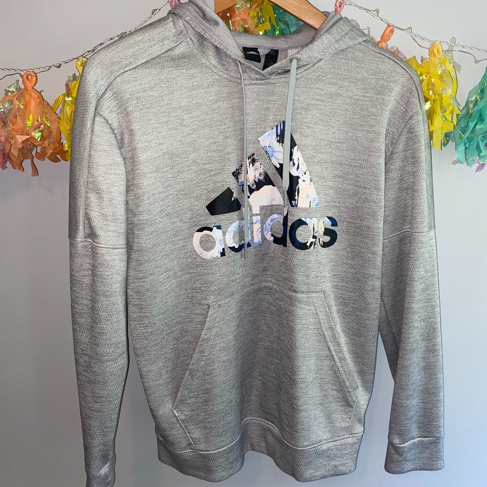 Grey Adidas logo hoodie